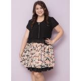 (L)ชุดเดรสไซส์ใหญ่แขนสั้นผ้าชีฟองสีดำตัดต่อกระโปรงลายดอกไม้มีกระเป๋าสองข้างที่กระโปรง (L)ชุดเดรสไซส์ใหญ่แขนสั้นผ้าชีฟองสีดำตัดต่อกระโปรงลายดอกไม้มีกระเป๋าสองข้างที่กระโปรง