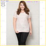 (4XL)เสื้อผ้าสาว Plus Size แขนสั้นผ้าโฟร์เวย์สีโอรสตัดต่อผ้าตาข่ายด้านหน้าสีขาวปักลวดลายดอกไม้ (4XL)เสื้อผ้าสาว Plus Size แขนสั้นผ้าโฟร์เวย์สีโอรสตัดต่อผ้าตาข่ายด้านหน้าสีขาวปักลวดลายดอกไม้