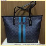 Varsity Stripe City Zip Tote In Signature -SV/Demin/Black Varsity Stripe City Zip Tote In Signature -SV/Demin/Black